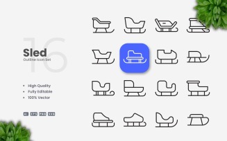 16 Sled Outline Icon Collection