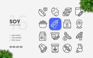 16 Soy Outline Icon Collection
