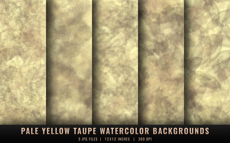 Pale Yellow Taupe Watercolor Backgrounds
