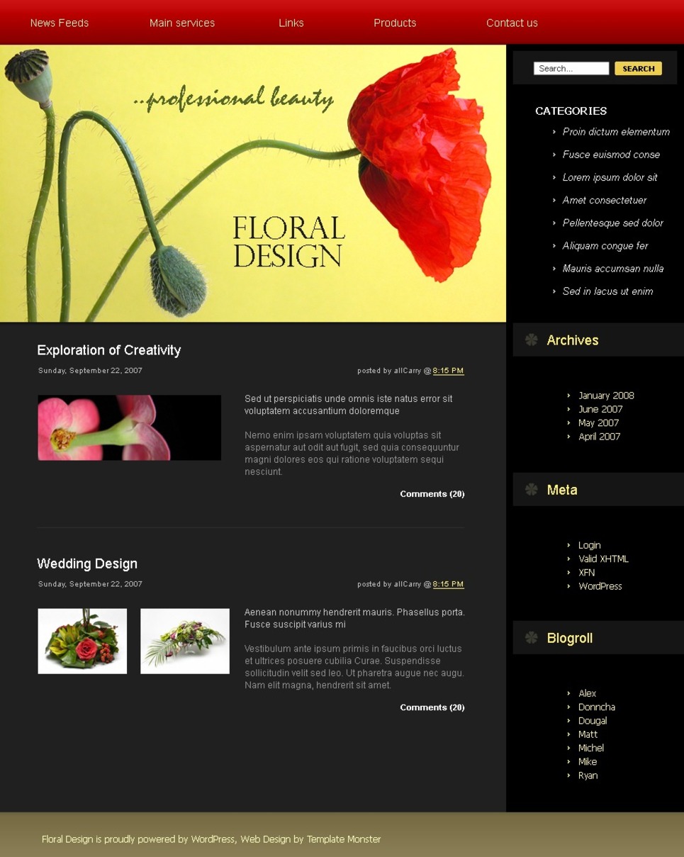 Flowers PSD Template New Screenshots BIG