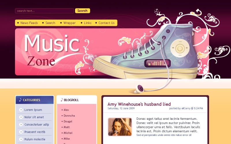 Music Blog PSD Template