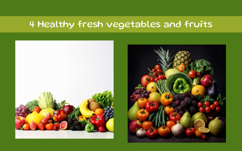 Healthy fresh vegetables and fruits Illustration