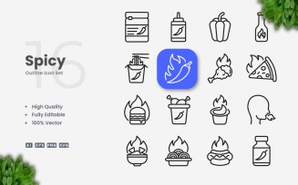 16 Spicy Outline Icon Set
