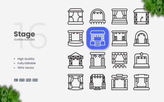 16 Stage Outline Icon Set