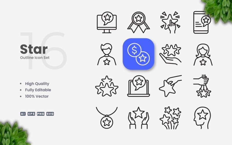 16 Star Outline Icon Collection Icon Set