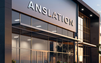Office building facade sign 3d logo mockup design psd