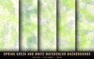 Spring Green and White Watercolor Backgrounds