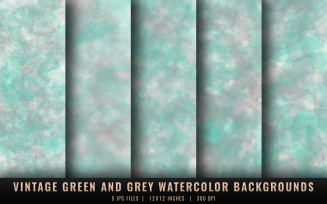 Vintage Green and Grey Watercolor Backgrounds
