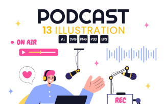 13 Podcast Studio Illustration