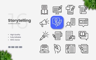 16 Storytelling Outline Icon Set