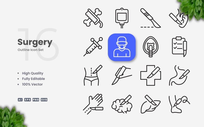 16 Surgery Outline Icon Set