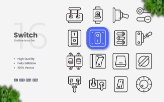 16 Switch Outline Icon Set