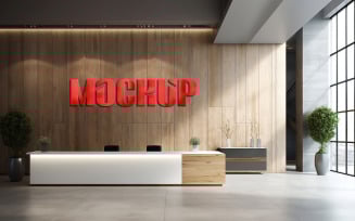 A large sign on a wall logo mockup psd template