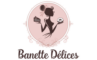 A logo of a woman with a ribbon in her hair
