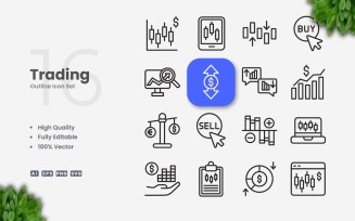 16 Trading Outline Icon Set