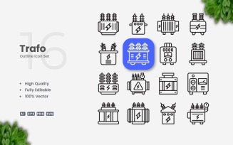 16 Trafo Outline Icon Set
