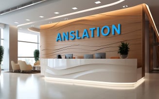 Office wall logo mockup psd template