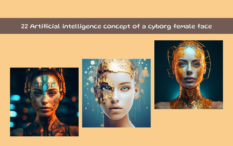Artificial intelligence concept of a cyborg female face Illustration