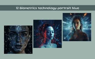 Biometrics technology portrait blue