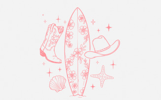 Cowgirl PNG, Summer Cowgirl PNG, Retro Summer PNG, Western Summer PNG, Hoodie Sublimation, Seaside