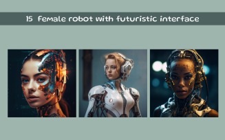 Female robot with futuristic interface