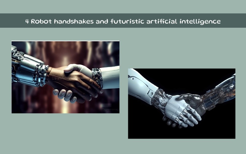 Robot handshakes and futuristic artificial intelligence Illustration