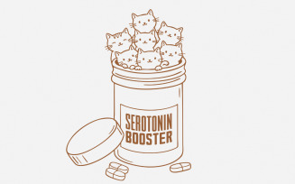 Serotonin Booster Cats PNG, Cute Artsy Design for Moms, Stickers, Shirts, Keychains, Mental Health,