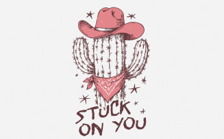 Stuck On You PNG, Cactus Png, Western Sublimation Design, Digital Download, Retro Valentine’s Day,