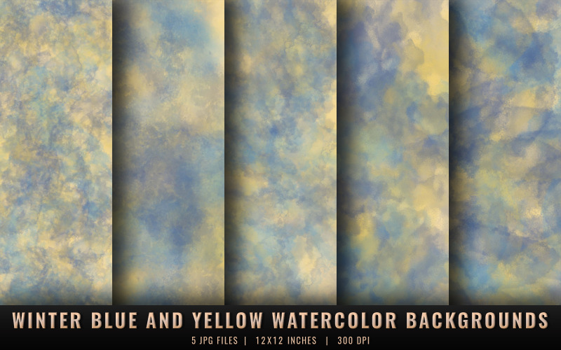 Winter Blue and Yellow Watercolor Backgrounds