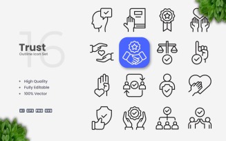 16 Trust Outline Icon Set
