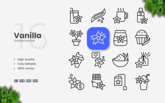 16 Vanilla Outline Icon Set
