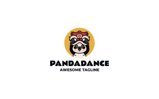 Panda Dance Simple Mascot Logo