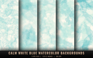 Calm White Blue Watercolor Backgrounds