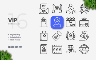16 VIP Outline Icon Collection