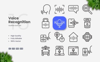 16 Voice Recognition Outline Icon Set