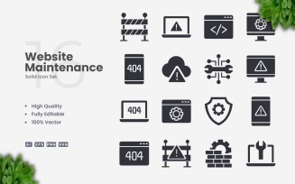 16 Website Maintenance Outline Icon Set