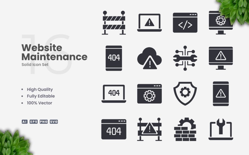 16 Website Maintenance Outline Icon Set
