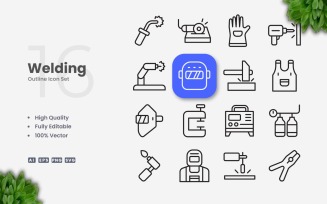16 Welding Outline Icon Set