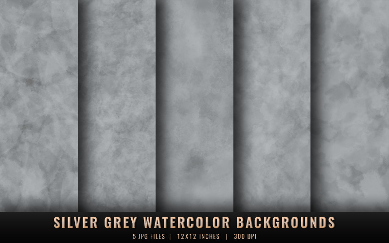 Silver Grey Watercolor Backgrounds