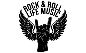 A vector illustration of a hand making the rock