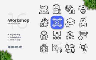 16 Workshop Outline Icon Set
