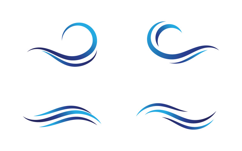 Wave icons. Water sea element, ocean liquid curve v7.5 Logo Template