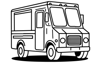 A line art illustration of an ice cream truck