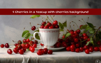Cherries in a teacup with cherries background