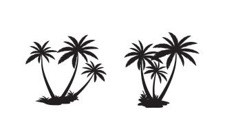 Palm tree with sun wave summer beach logo template v.1