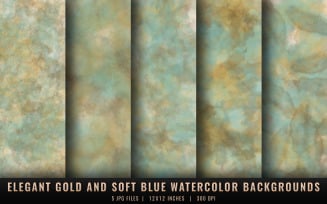 Elegant Gold and Soft Blue Watercolor Backgrounds