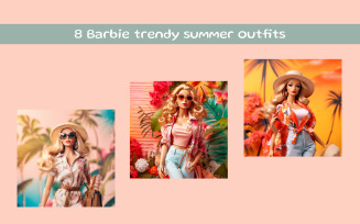 Barbie trendy summer outfits and woman modeling fashion