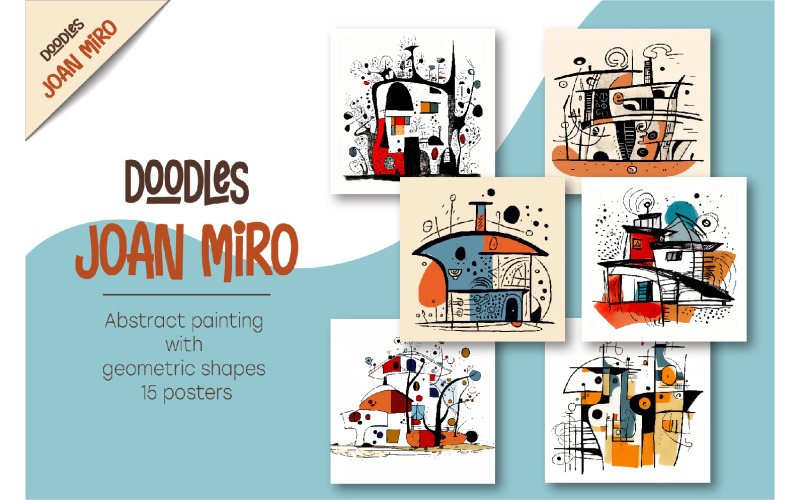 Doodles in Joan Miro style. Wall Art. Illustration