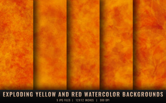 Exploding Yellow and Red Watercolor Backgrounds