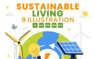 9 Sustainable Living Illustration